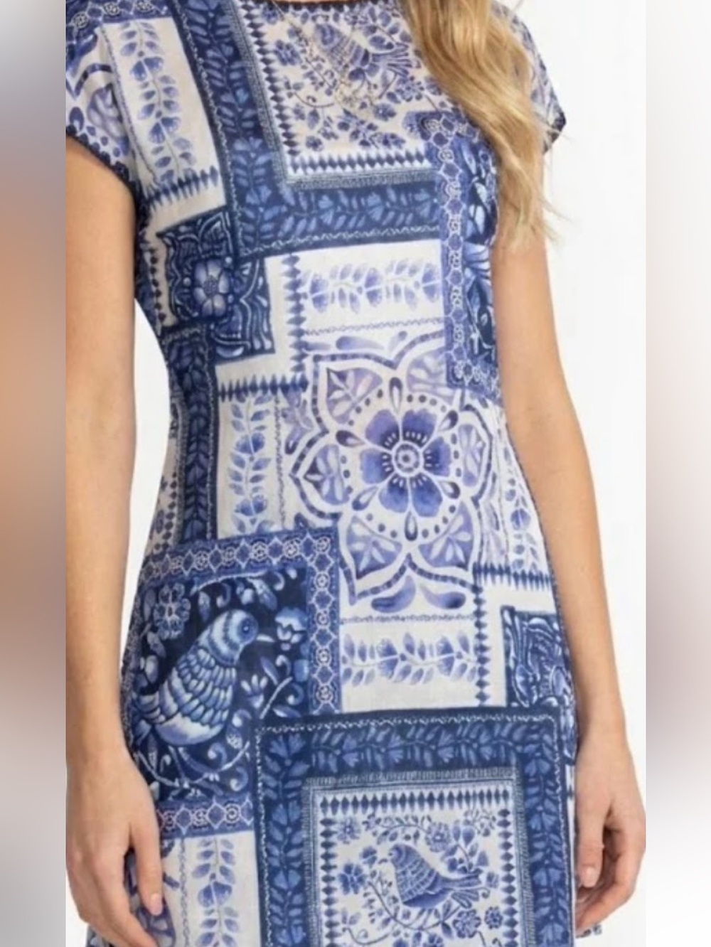 New Johnny Was Blue and White Printed woman tunic  size S